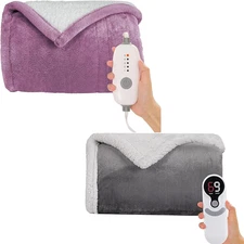 Electric Heated Blanket Throw Size 50''X60'' Purple & Full Size 72''X84'' Light