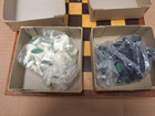 Chess Set with wooden board, appears to be Chinese dark blue & white game pieces — photo 2