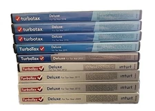 Intuit TurboTax Deluxe Federal & State CD Lot 2009-13, 2015-18 9 Total EUC