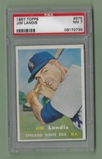 1957 TOPPS JIM LANDIS PSA 7 RC #375 BASEBALL CARD NM ROOKIE GRADED. rookie card picture