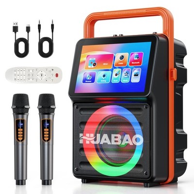Karaoke Machine with 10.1  Built-in Screen, Bluetooth Speaker with Lyrics Dis...