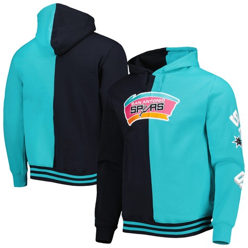 Men's Mitchell & Ness Black/Teal San Antonio Spurs Hardwood Classics Split - 第 1/3 張圖片