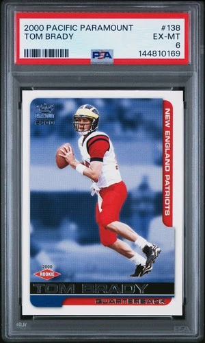 144810169 Tom Brady 2000 Pacific Paramount #138 Rookie RC PSA 6