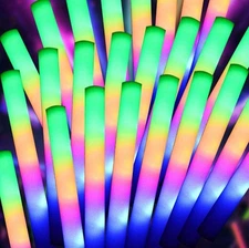 55 Pcs LED Foam Glow Sticks Flashing Light Sticks For Party Weddings Open Box