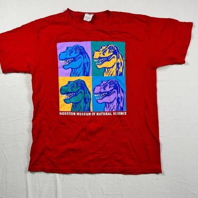 Gildan Houston Museum of Natural Science Red T-Rex Pop Art Kids T-Shirt Large L