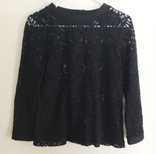 Banana Republic Shirt Womens Small Black Sheer Lace Button Up Back Career