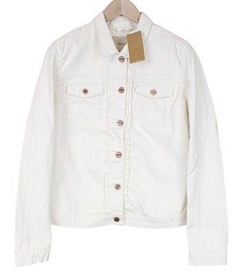 Maison Scotch Damenjacke M Weiß Baumwoll Stretch Jeans beschichtet Langarm
