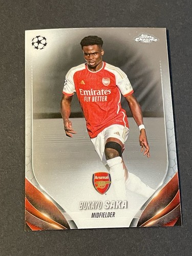 Bukayo Saka 2023/24 Topps Chrome UEFA Club Competitions #148 Arsenal Base Card