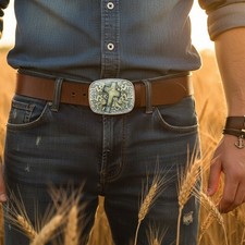 Men Women Belt Buckle Cross Western Fashion Casual Day Wear Look Jeans Pant