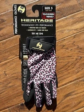 Heritage Performance Riding Gloves - Pink Leopard -Size 5 - Touch Screen 
