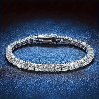 Women s Tennis Bracelet 925 Sterling Silver Moissanite Wedding Jewelry Gift