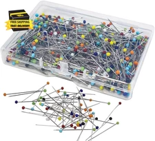 Dressmaker'S Sewing Pins - 500 Count, Straight Pins with Colored Glass Heads (1-