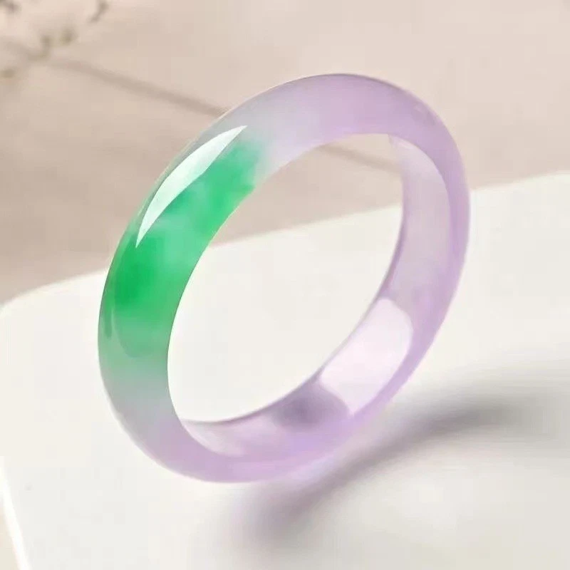 Certified Natural Quartzite jade violet Gradient Green bracelet wide strip - Image 2 of 4