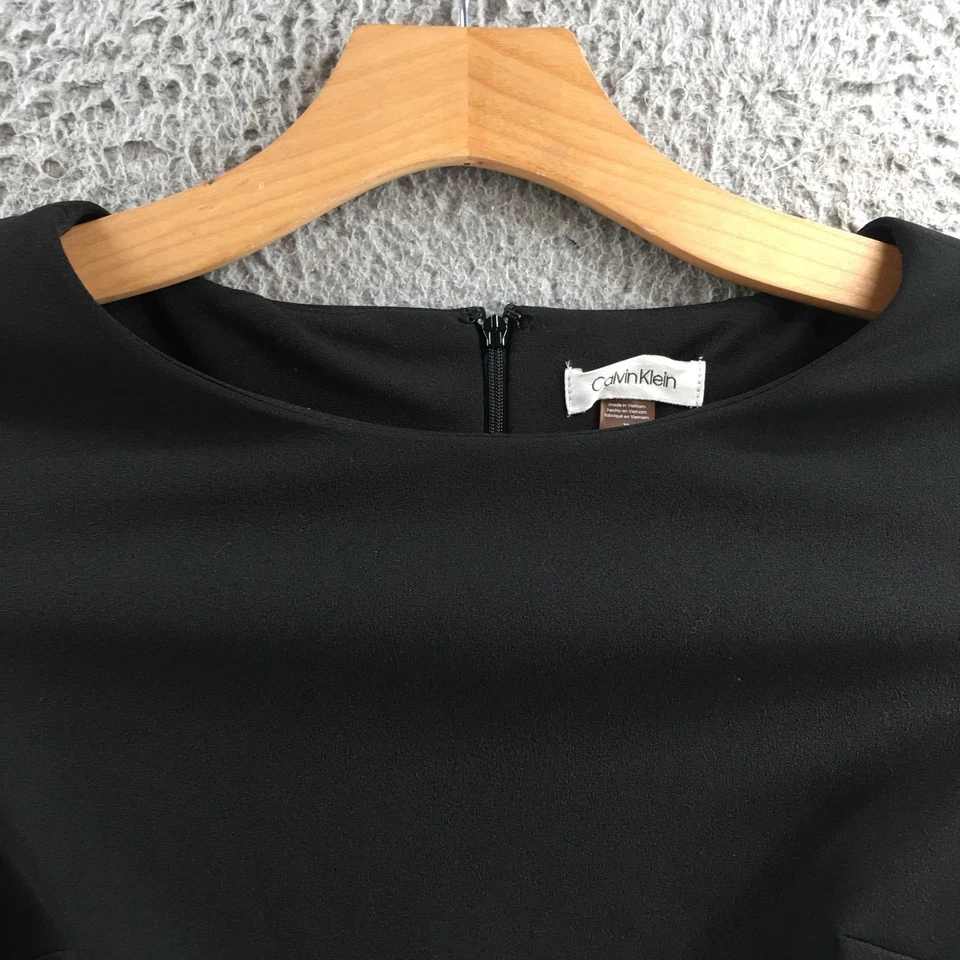 Calvin Klein Pencil Dress Womens 12 Black Bell Sleeve Casual Lace Back Zipper - Image 3 of 4