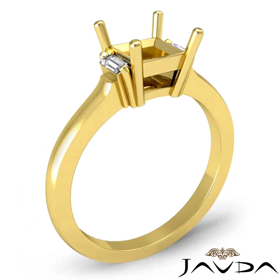 Baguette Princess Mount 3 Stone Diamond Engagement Ring 18k Yellow Gold 0.15Ct - Image 2 of 4