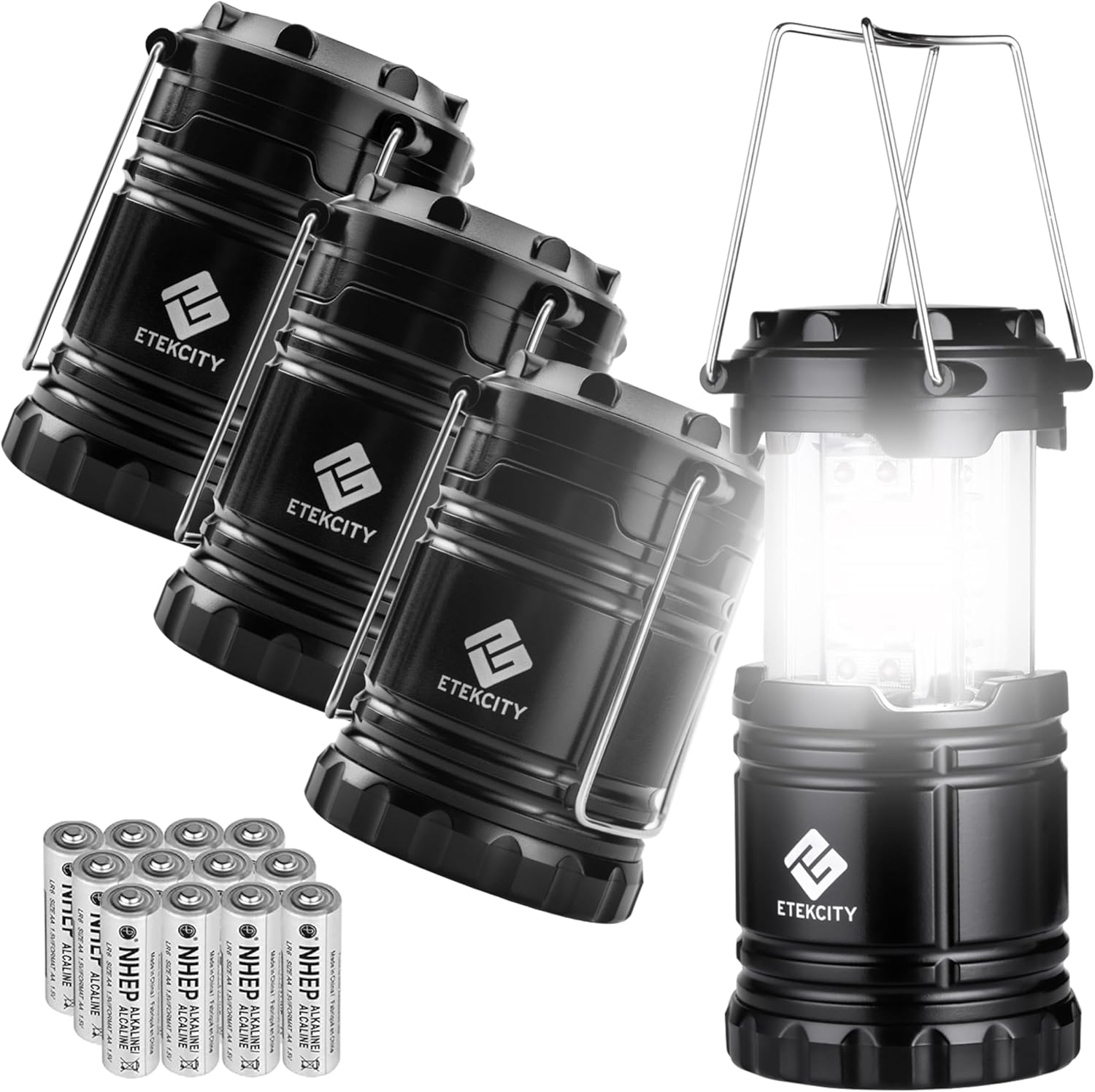 Camping Lanterns for Power Outages 4 Pack, Flashlight for Camping Essentials, Em