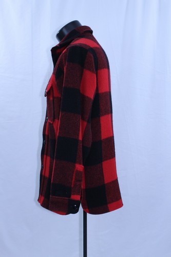 Woolrich Hombres De Colección Camisa de Invierno Botón Cálida Pesada Gruesa Lana Cuadros Roja Negra 20 S - Imagen 4 de 10