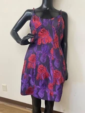 Liv Foster Women's Purple Pink Casual Floral Jacquard Fit & Flare Mini Dress NWT