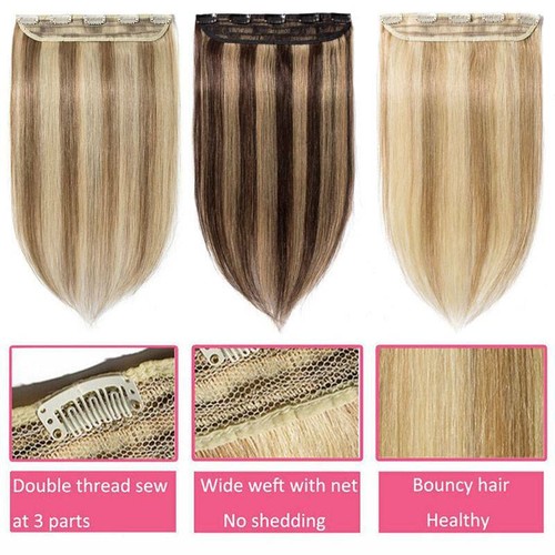 100G Thick Human Hair Extensions Clip In Real Remy One Piece Weft 3/4 Full Head - Picture 6 of 61