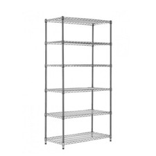 6 Tier Heavy Duty Chrome Wire Shelving Unit - H1800 x D600mm