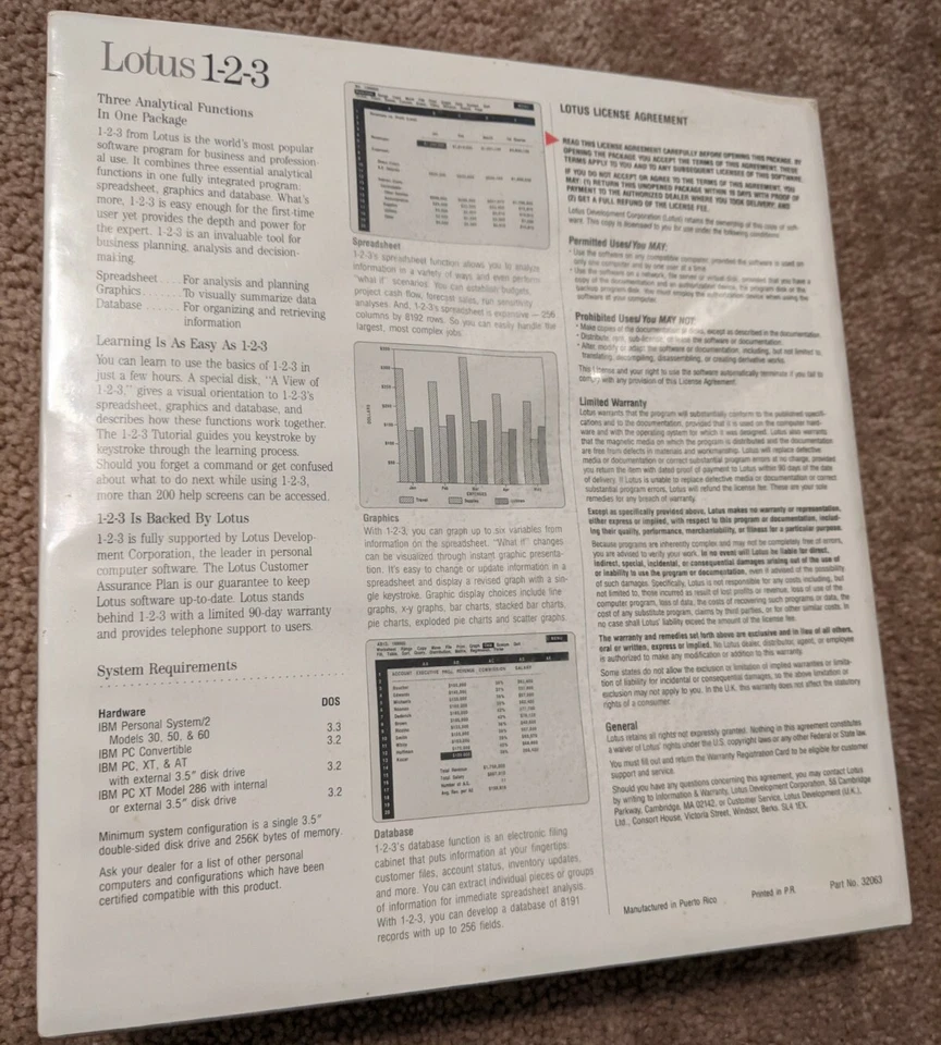 Vintage NOS 1986 Lotus 123 Version 2.01 3.5" Disk Software IBM Personal System 2 - Image 2 of 4