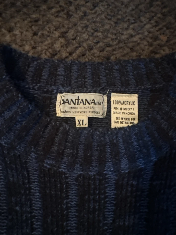 Suéter masculino Santana vintage malha azul GG funky abstrato geométrico retrô anos 80 - Imagem 3 de 4