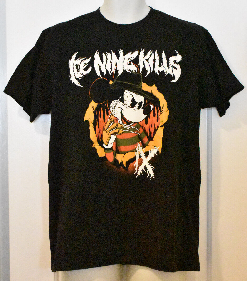 Rare Ice Nine Kills Tshirt Freddy Kruger Mickey Mouse Black Size L