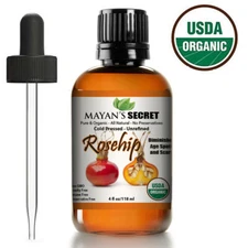 Mayan's Secret Rosehip Seed Oil Organic Cold Pressed 4oz - For Skin, Hair & Face