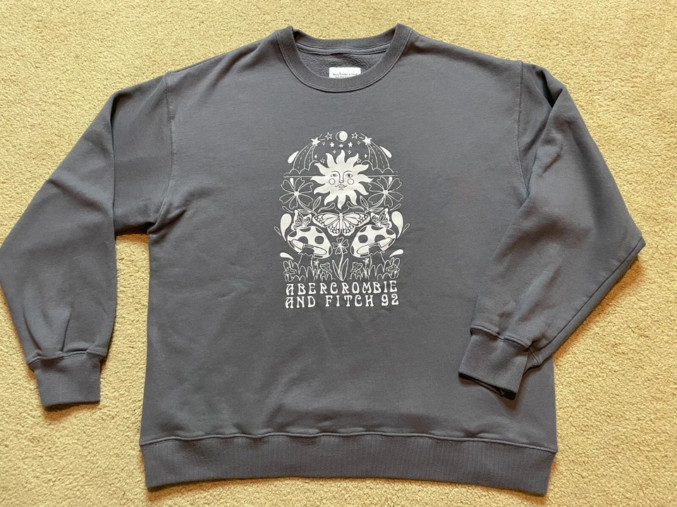 Sudadera Abercrombie & Fitch Suave AF Polar Cuello Redondo Gran Tamaño Sol Champiñón S Foto 2 de 4