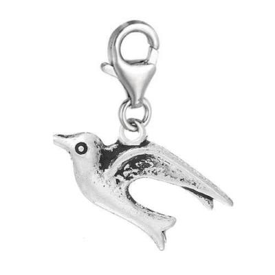 Clip on Flying Bird Charm Dangle Pendant for European Clip on Charm Jewelry w/ L