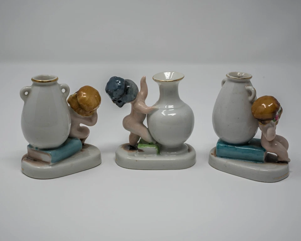 LITTLE NUDE GIRL FIGURINE BUD VASES - MOCCO - OCCUPIED JAPAN - Image 2 of 3