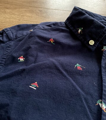 Hemd, Motiv  Ski Snowboard , Gr. S, regular fit, dunkelblau, Button Down Kragen
