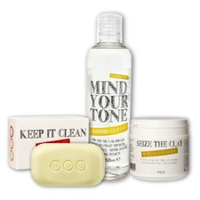 Natural Skincare Pack for Acne - Sulphur Soap, Witch Hazel Toner, Green Clay ...