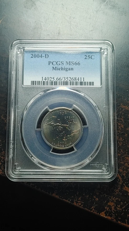 2004 D Michigan 25C Quarter PCGS MS66 Beautiful Toning 3222 - Image 3 of 4
