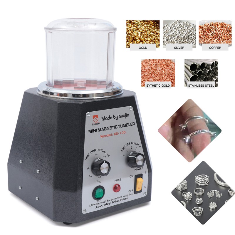 Mini Magnetic Tumbler 100mm Jewelry Polisher Finisher Machine Time Control USA