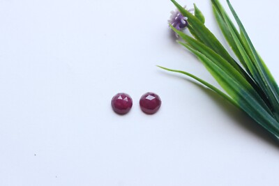 Ruby Rose Cut Gemstone Natural Red Ruby Rose Cut Faceted Loose Cabochon Pair 8MM