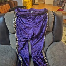 Spirit halloween Women  s Boho Purple Velvet Bell Bottom Stretch Pant