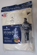 New 2006 Indera Mills 100% Cotton Rib Knit Thermal White LS Shirt 2XL 50-52