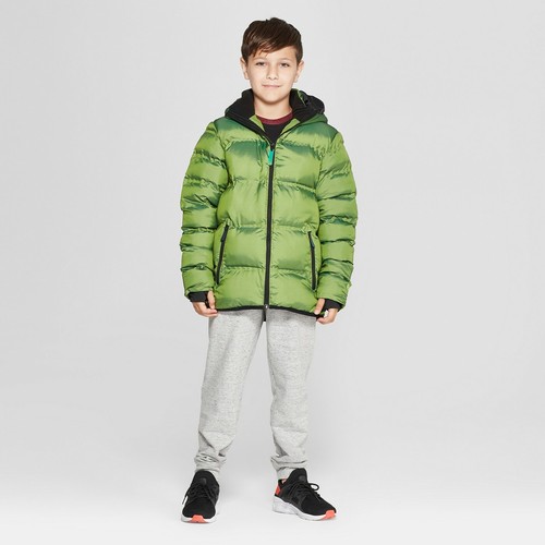 Champion C9 Boy's Hooded Green Puffer 