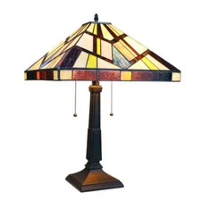 CHLOE Lighting VINCENT Tiffany-Style Blackish Bronze 2-Light Mission Table...