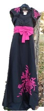 Demetrios Black And Pink Evening Gown With Bolero Size 6 bridesmaid, wedding