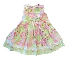 Blueberi Boulevard Dress Green Pink Sleeveless Summer Floral Size 2T