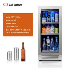 15" Ca'Lefort Beverage Cooler 100 Cans Capacity Fridge Refrigerator LED Display