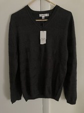 Calvin Klein NWT Men's Size Large Crewneck Sweater Striped Charcoal Gray NEW