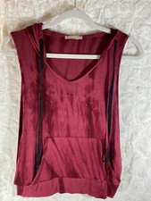 Ethereal shirt Small burgundy hooded open sides top blouse made in USA