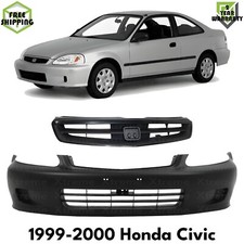 Front Bumper Cover Paintable Grille Assembly Kit For 1999-2000 Honda Civic Front Bumper Cover Paintable Grille Assembly Kit For 1999-2000 Honda Civic
