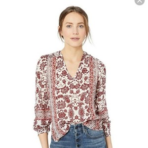 lucky brand border print peasant top