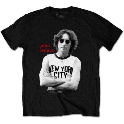 John Lennon New York City B&W T-Shirt Black New | eBay