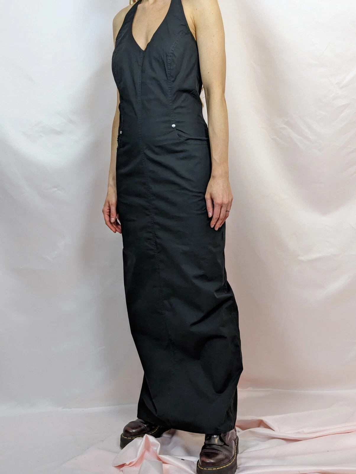 Maxi abito nero anni '90 di Kenzo Jungle casual streetwear abito senza schienale S