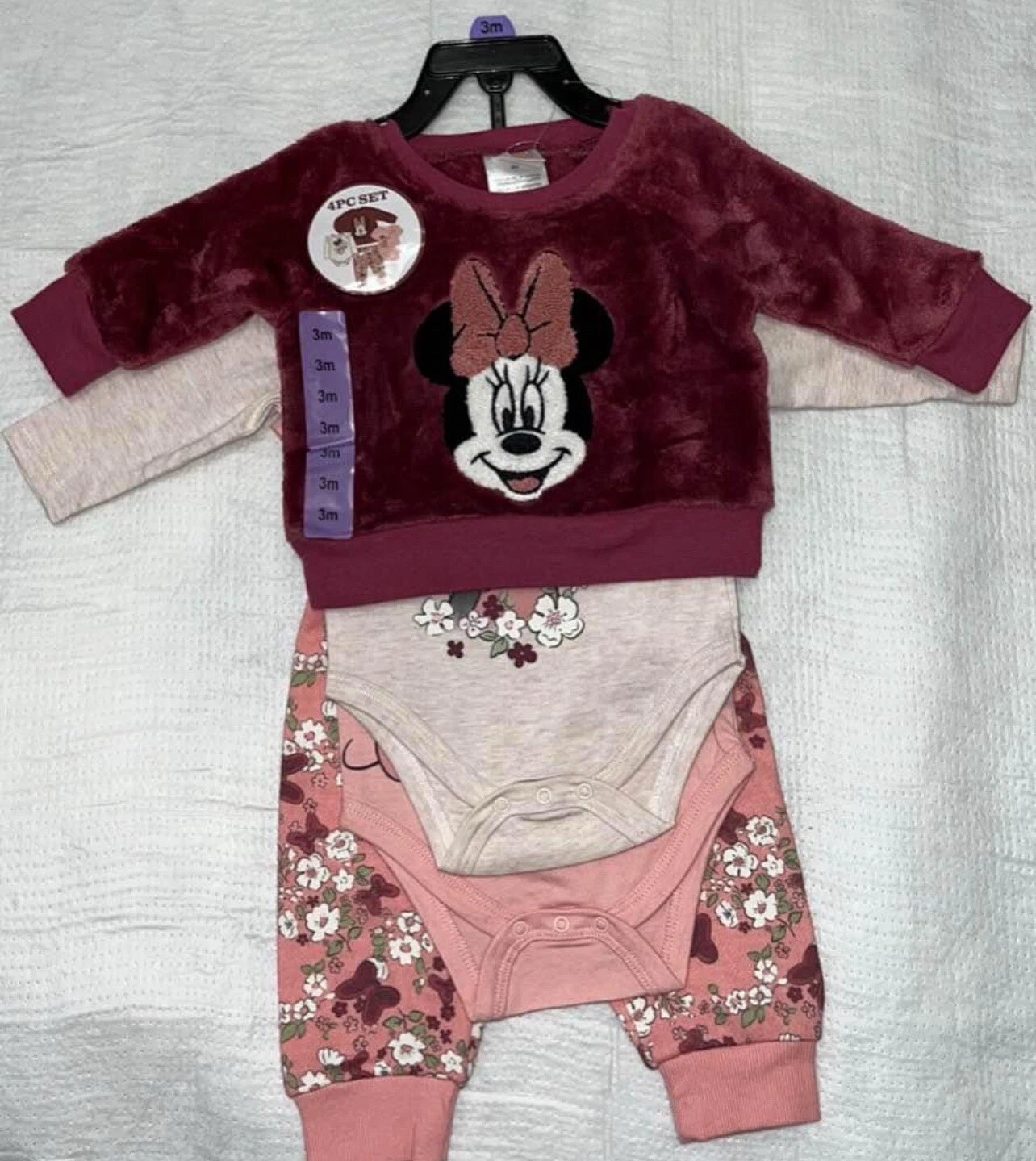 Minnie Infant 4-piece Plush Set size 3 months. New